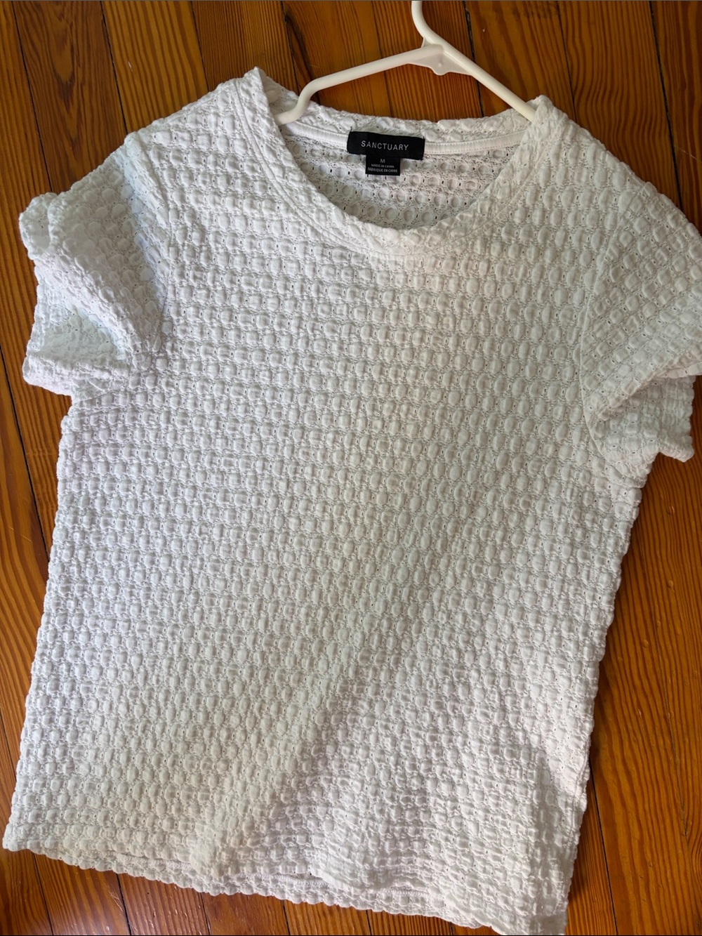 Sanctuary White Textured Waffle Short Sleeve Tee